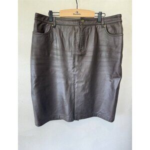 The Territory Ahead Skirt Women’s 14 Brown Leather Knee Length Cowboy